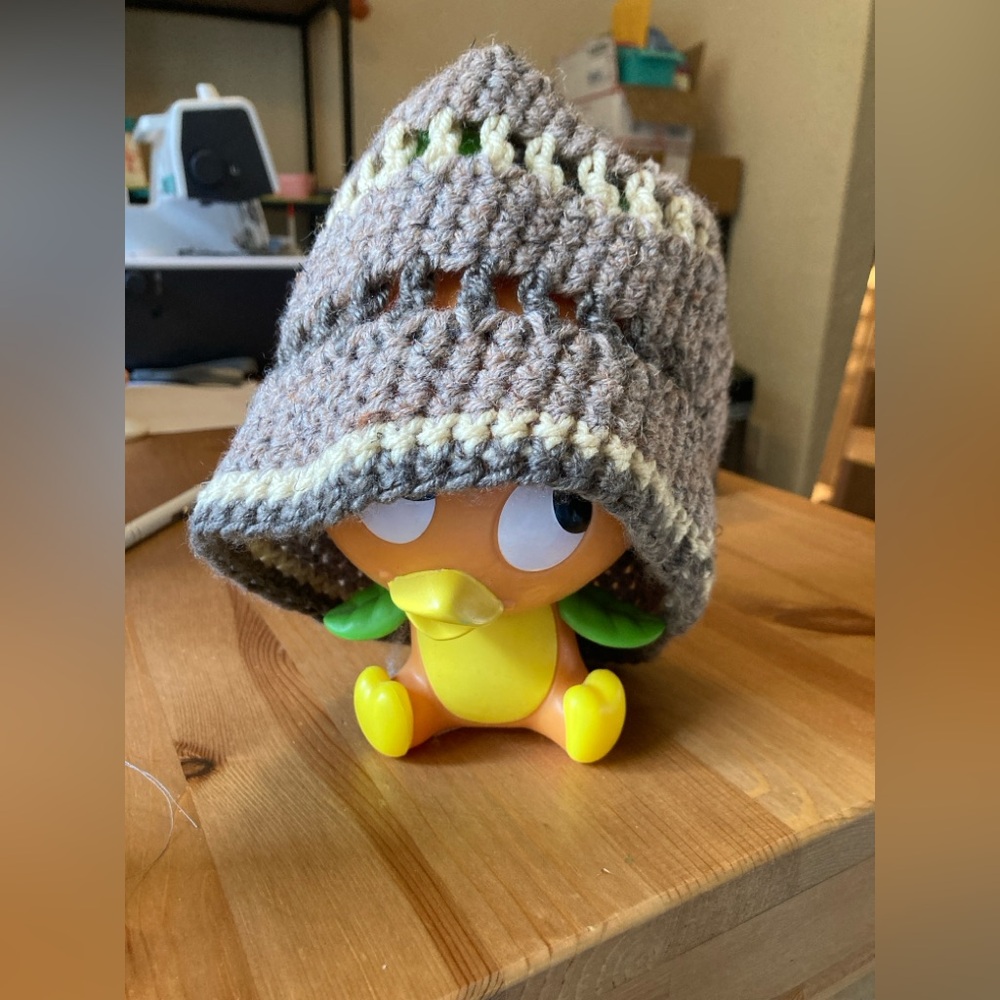 Handmade gray and white Crochet Hat